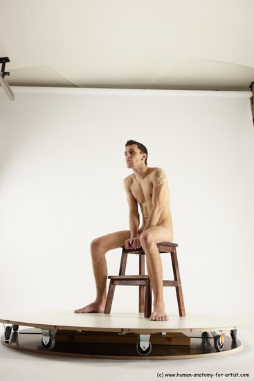 Nude White Sitting poses - ALL Athletic short brown Sitting poses - simple Multi angle poses