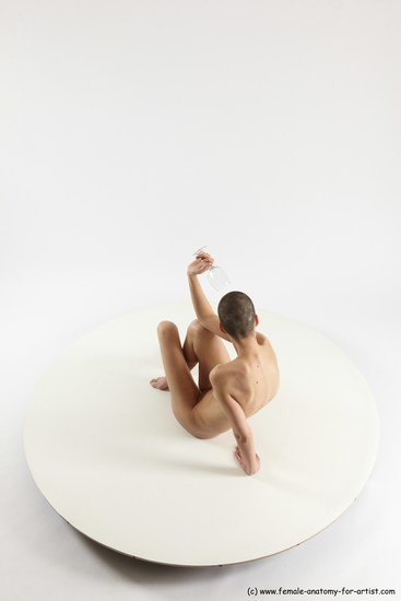 Nude Woman White Sitting poses - ALL Slim bald Sitting poses - simple Multi angle poses Pinup