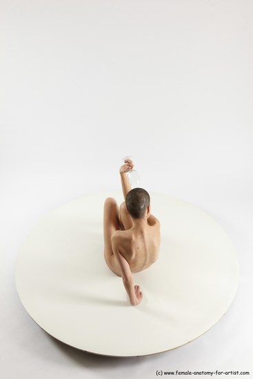 Nude Woman White Sitting poses - ALL Slim bald Sitting poses - simple Multi angle poses Pinup