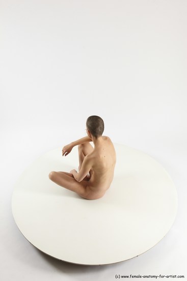 Nude Woman White Sitting poses - ALL Slim bald Sitting poses - simple Multi angle poses Pinup