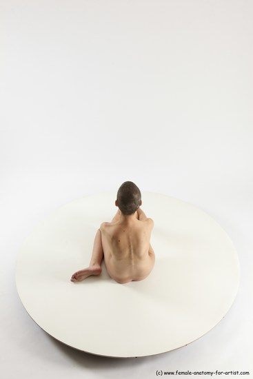 Nude Woman White Sitting poses - ALL Slim bald Sitting poses - simple Multi angle poses Pinup