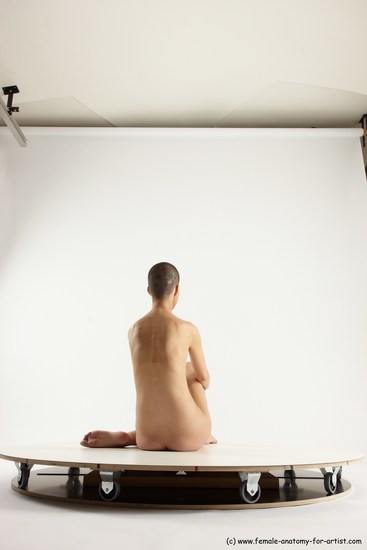 Nude Woman White Sitting poses - ALL Slim bald Sitting poses - simple Multi angle poses Pinup