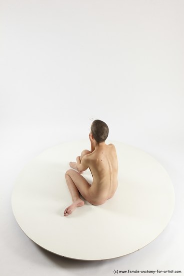 Nude Woman White Sitting poses - ALL Slim bald Sitting poses - simple Multi angle poses Pinup