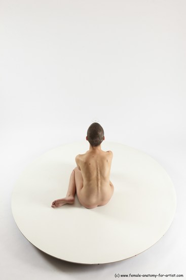 Nude Woman White Sitting poses - ALL Slim bald Sitting poses - simple Multi angle poses Pinup