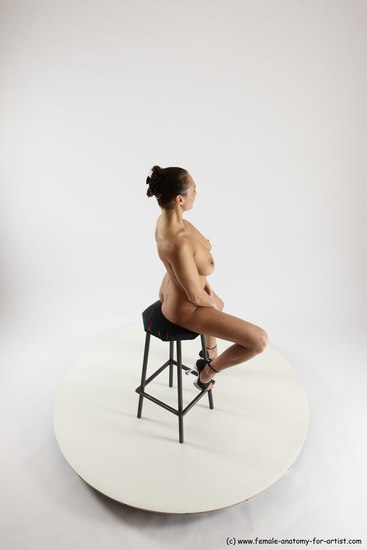 Nude Woman White Sitting poses - ALL Slim long brown Sitting poses - simple Multi angle poses Pinup