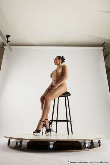 Nude Woman White Sitting poses - ALL Slim long brown Sitting poses - simple Multi angle poses Pinup