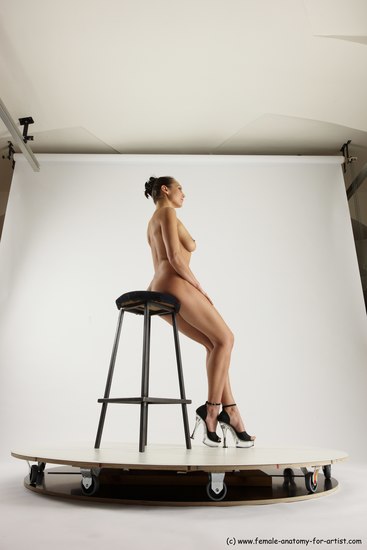 Nude Woman White Sitting poses - ALL Slim long brown Sitting poses - simple Multi angle poses Pinup