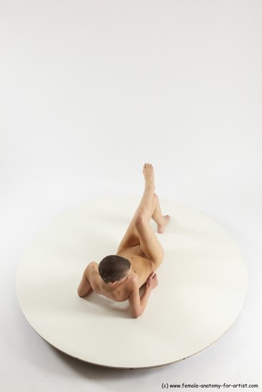 Nude Woman White Laying poses - ALL Slim Laying poses - on back bald Multi angle poses Pinup