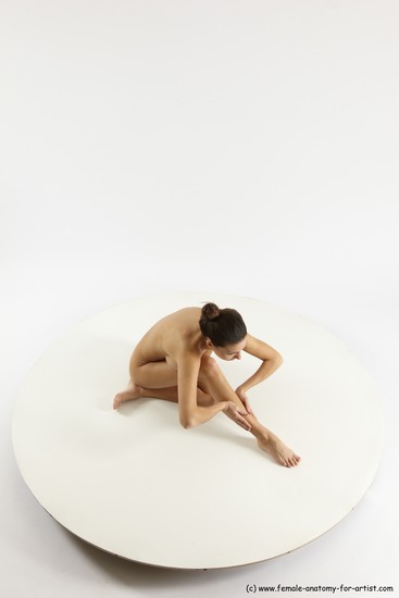 Nude Woman White Sitting poses - ALL Slim long brown Sitting poses - simple Multi angle poses Pinup