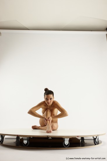 Nude Woman White Sitting poses - ALL Slim long brown Sitting poses - simple Multi angle poses Pinup