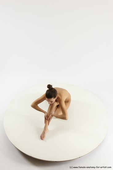 Nude Woman White Sitting poses - ALL Slim long brown Sitting poses - simple Multi angle poses Pinup