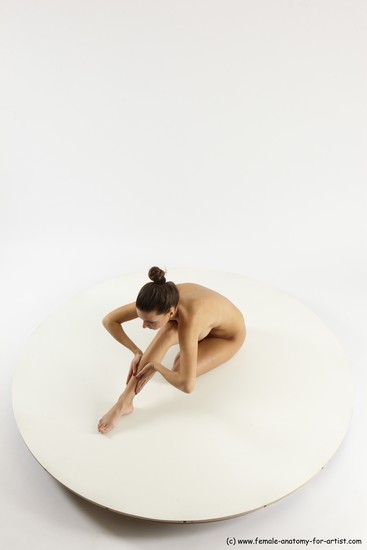 Nude Woman White Sitting poses - ALL Slim long brown Sitting poses - simple Multi angle poses Pinup