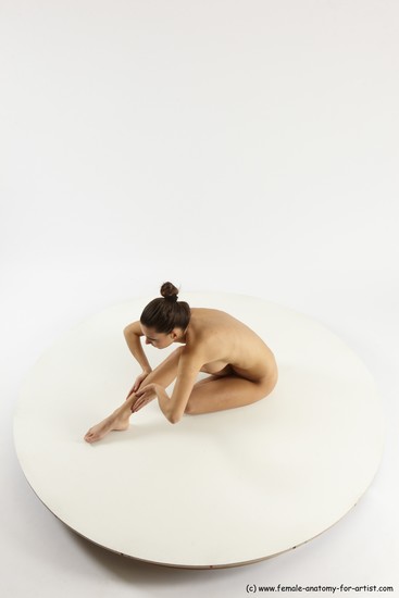 Nude Woman White Sitting poses - ALL Slim long brown Sitting poses - simple Multi angle poses Pinup