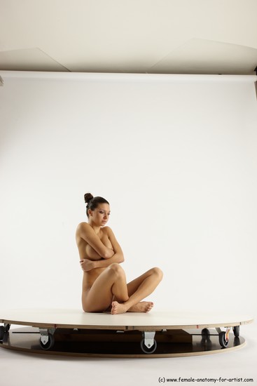 Nude Woman White Sitting poses - ALL Slim long brown Sitting poses - simple Multi angle poses Pinup