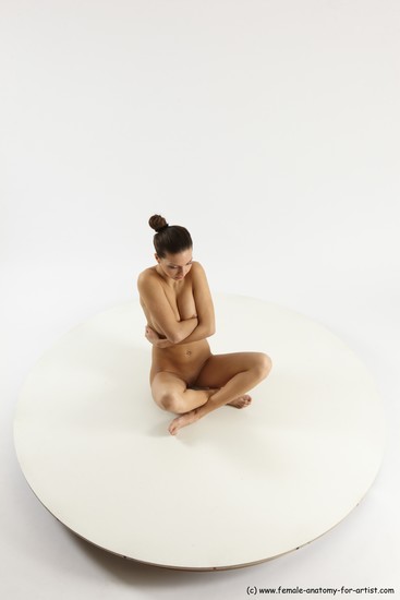 Nude Woman White Sitting poses - ALL Slim long brown Sitting poses - simple Multi angle poses Pinup