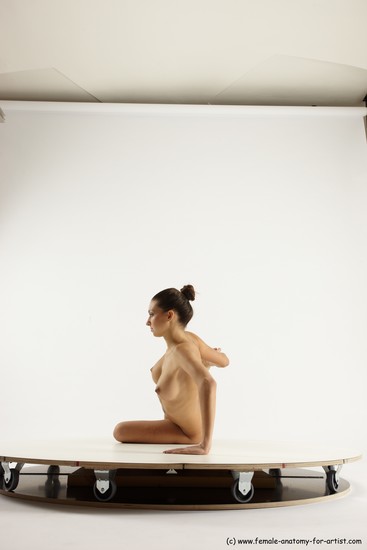 Nude Woman White Sitting poses - ALL Slim long brown Sitting poses - simple Multi angle poses Pinup