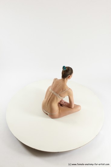 Underwear Woman White Sitting poses - ALL Athletic long brown Sitting poses - simple Multi angle poses Academic