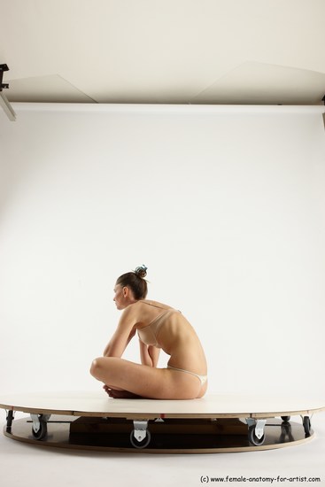 Underwear Woman White Sitting poses - ALL Athletic long brown Sitting poses - simple Multi angle poses Academic