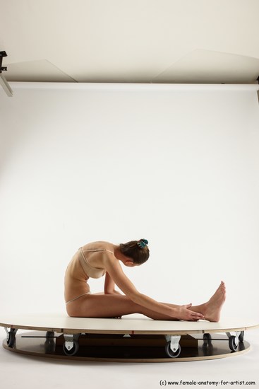 Underwear Woman White Sitting poses - ALL Athletic long brown Sitting poses - simple Multi angle poses Academic