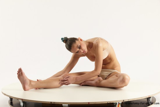 Underwear Woman White Sitting poses - ALL Athletic long brown Sitting poses - simple Multi angle poses Academic