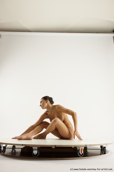 Nude Woman White Sitting poses - ALL Slim long brown Sitting poses - simple Multi angle poses Pinup