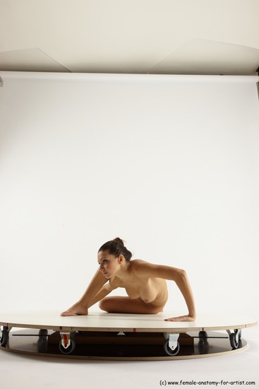 Nude Woman White Sitting poses - ALL Slim long brown Sitting poses - simple Multi angle poses Pinup