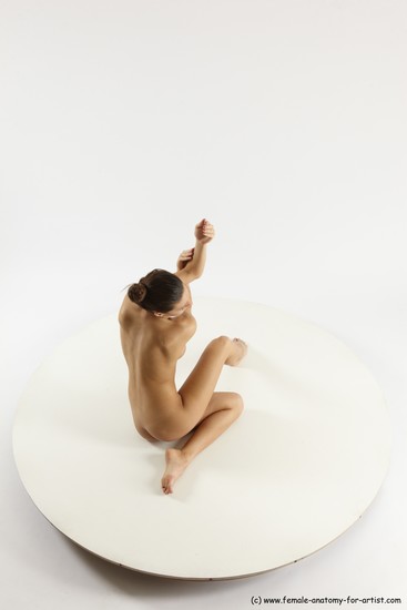 Nude Woman White Sitting poses - ALL Slim long brown Sitting poses - simple Multi angle poses Pinup