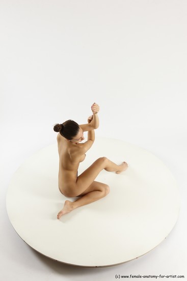 Nude Woman White Sitting poses - ALL Slim long brown Sitting poses - simple Multi angle poses Pinup