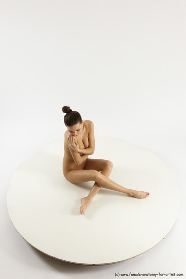 Nude Woman White Sitting poses - ALL Slim long brown Sitting poses - simple Multi angle poses Pinup