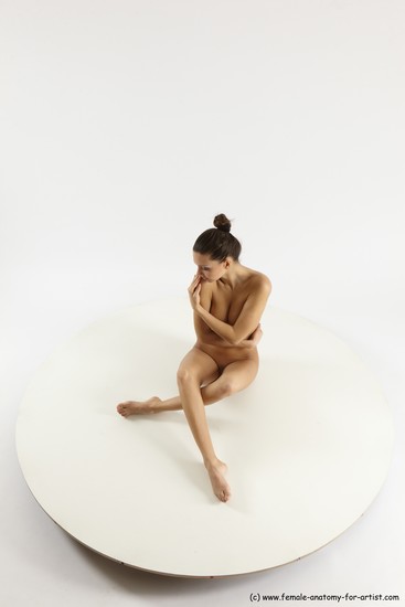 Nude Woman White Sitting poses - ALL Slim long brown Sitting poses - simple Multi angle poses Pinup