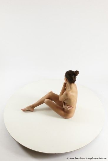 Nude Woman White Sitting poses - ALL Slim long brown Sitting poses - simple Multi angle poses Pinup