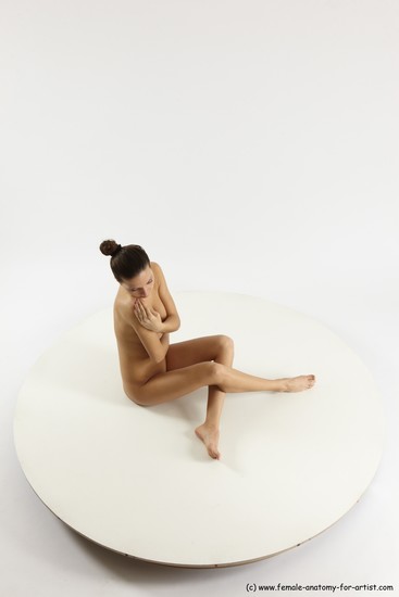 Nude Woman White Sitting poses - ALL Slim long brown Sitting poses - simple Multi angle poses Pinup