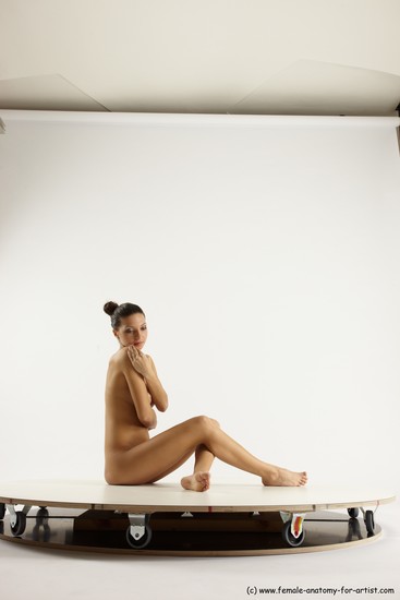 Nude Woman White Sitting poses - ALL Slim long brown Sitting poses - simple Multi angle poses Pinup