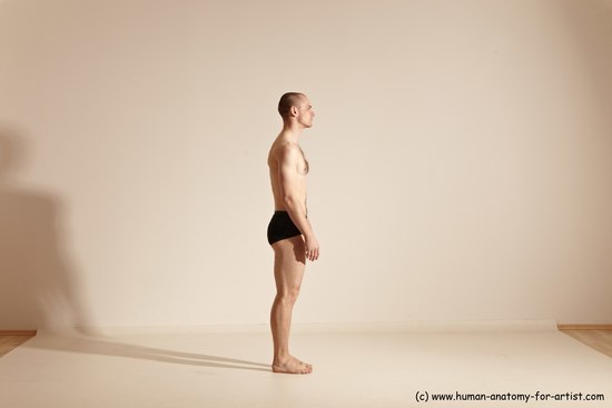 Underwear Gymnastic poses White Moving poses Slim bald Dynamic poses