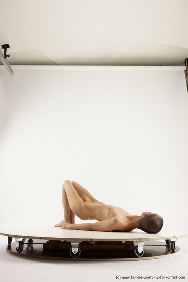 Nude Woman White Laying poses - ALL Slim Laying poses - on back bald Multi angle poses Pinup