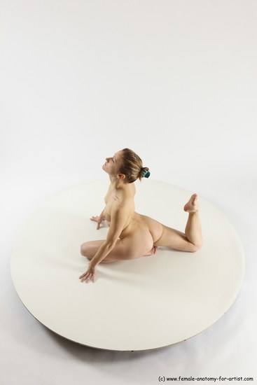 Nude Gymnastic poses Woman White Athletic long blond Multi angle poses Pinup