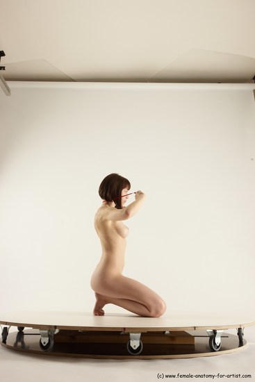 Nude Woman White Sitting poses - ALL Slim medium brown Sitting poses - on knees Multi angle poses Pinup