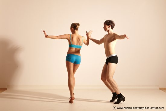 Underwear White Slim short brown Dancing Dynamic poses