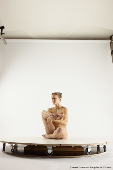 Nude Woman White Sitting poses - ALL Athletic long blond Sitting poses - simple Multi angle poses Pinup