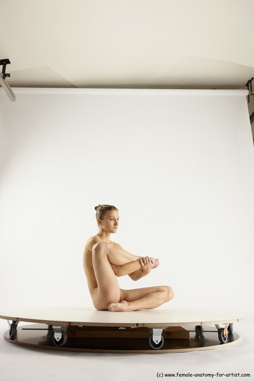 Nude Woman White Sitting poses - ALL Athletic long blond Sitting poses - simple Multi angle poses Pinup