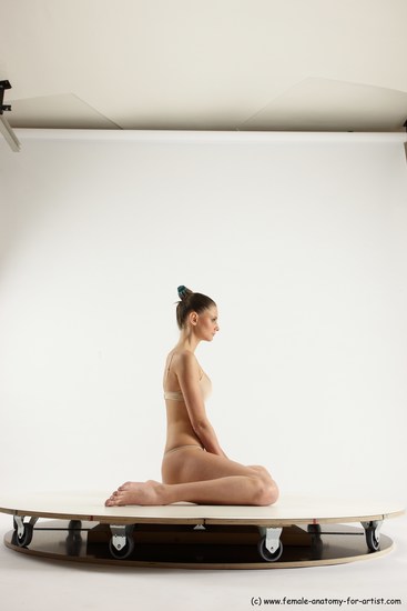 Underwear Woman White Sitting poses - ALL Athletic long brown Sitting poses - simple Multi angle poses Academic