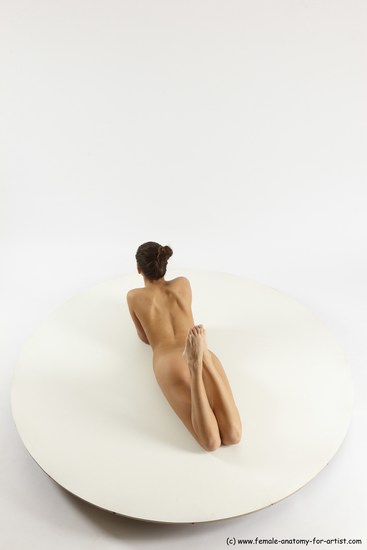 Nude Gymnastic poses Woman White Slim long brown Multi angle poses Pinup