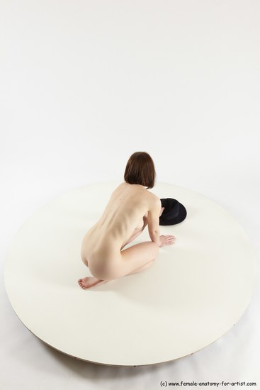 Nude Woman White Sitting poses - ALL Slim medium brown Sitting poses - on knees Multi angle poses Pinup