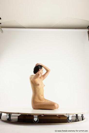 Nude Woman White Sitting poses - ALL Slim long brown Sitting poses - simple Multi angle poses Pinup