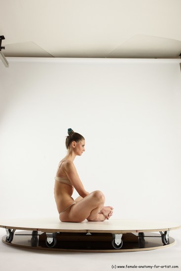 Underwear Woman White Sitting poses - ALL Athletic long brown Sitting poses - simple Multi angle poses Academic