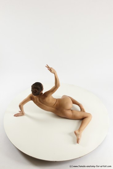 Nude Gymnastic poses Woman White Slim long brown Multi angle poses Pinup