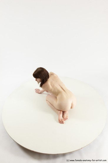 Nude Woman White Sitting poses - ALL Slim medium brown Sitting poses - on knees Multi angle poses Pinup