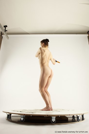 Nude Woman White Standing poses - ALL Slim long brown Standing poses - simple Multi angle poses Pinup