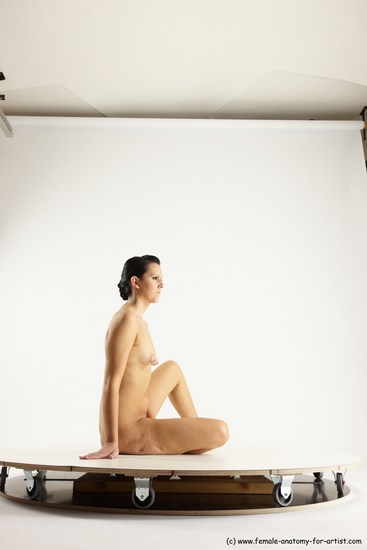 Nude Woman White Sitting poses - ALL Slim long brown Sitting poses - simple Multi angle poses Pinup