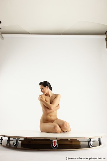 Nude Woman White Sitting poses - ALL Slim long brown Sitting poses - simple Multi angle poses Pinup